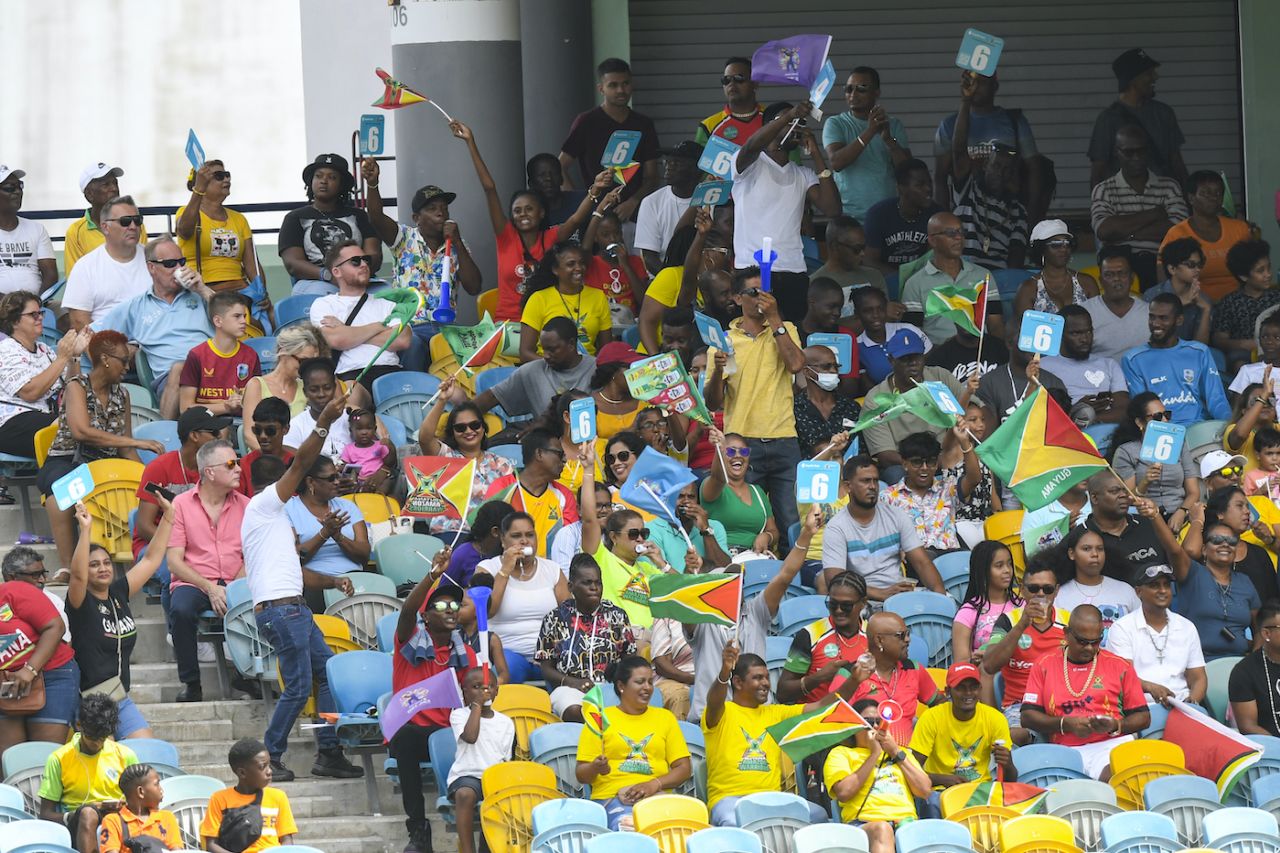 Guyana Amazon Warriors Fans show their support at Barbados, Guyana Amazon Warriors vs St Kitts and Nevis Patriots, Caribbean Premier League, Barbados, September 2, 2023