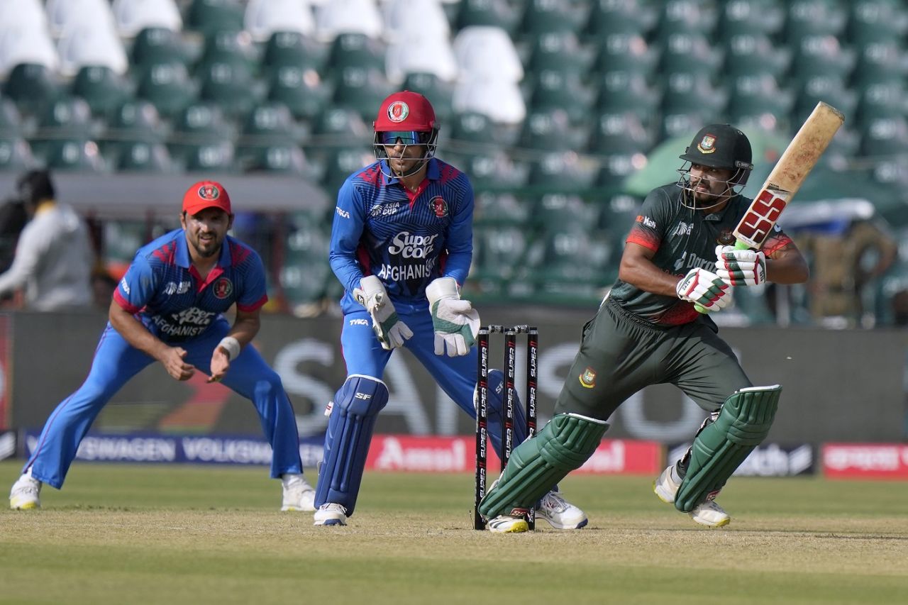 Najmul Hossain Shanto flicks through the leg side, Afghanistan vs Bangladesh, Group B, Asia Cup, Lahore, September 3, 2023