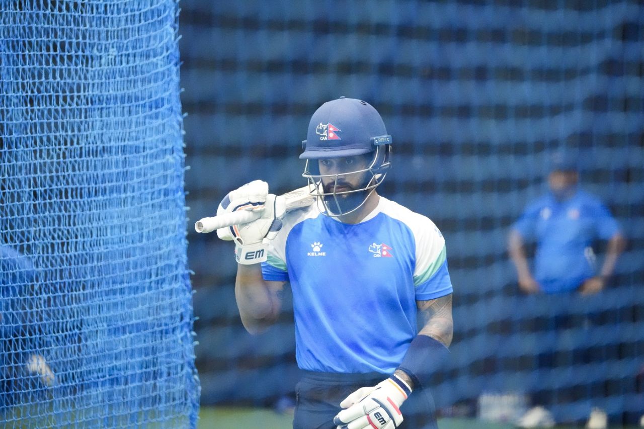 Aarif Sheikh bats in the nets, Pallekele, September 3, 2023