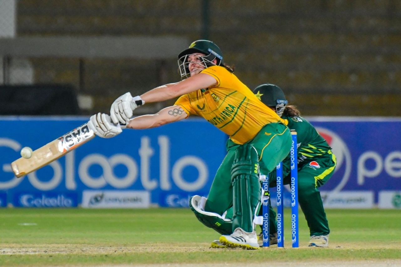 Tazmin Brits reaches out for the ball, Pakistan vs South Africa, 2nd women's T20I, Karachi, September 3, 2023