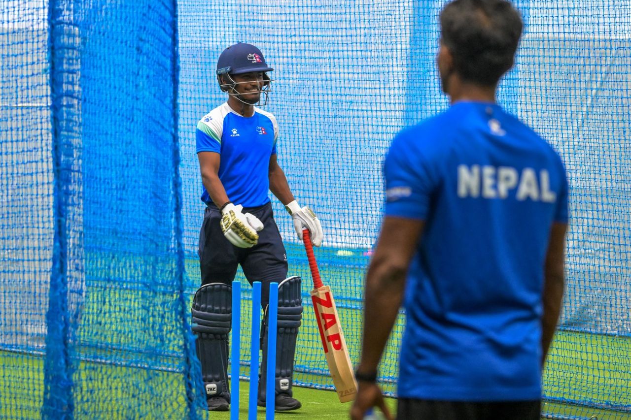 Rohit Paudel is all smiles during a training session, Pallekele, September 4, 2023