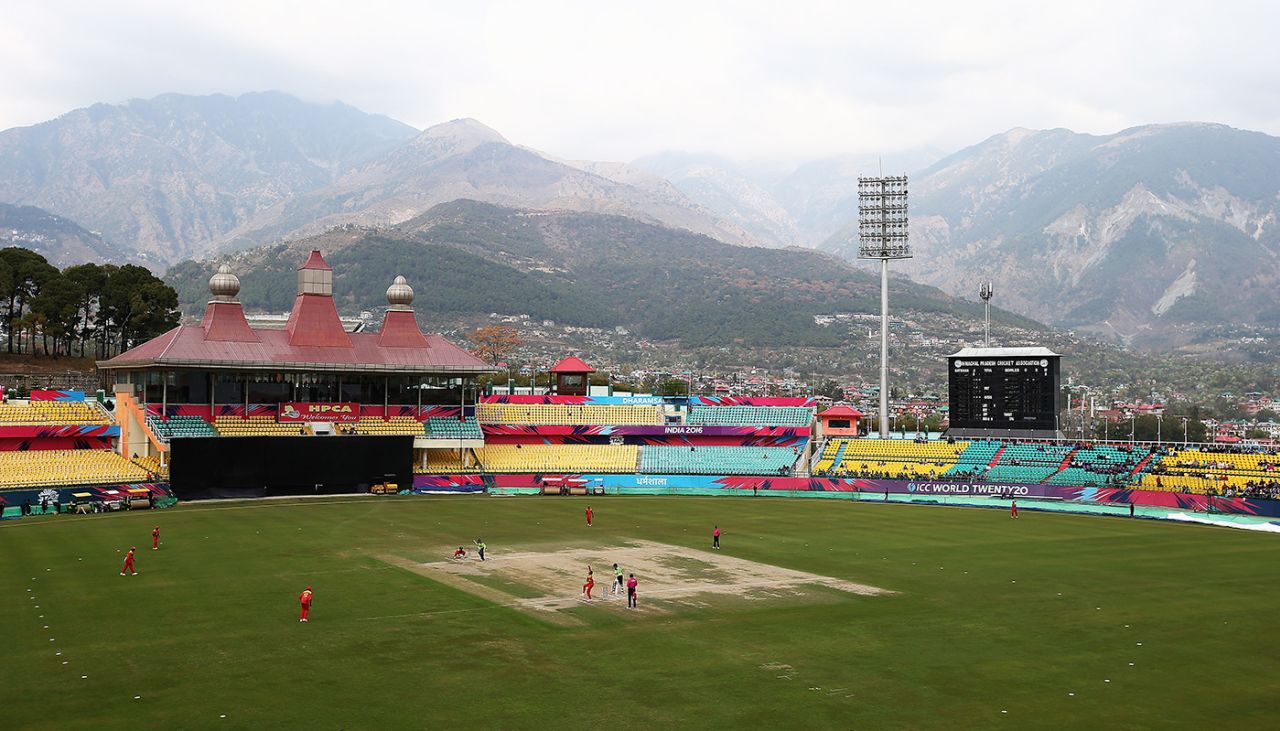 A general view of the Dharamsala ground, Ireland v Zimbabwe, World T20 warm-ups, Dharamsala, March 5, 2016