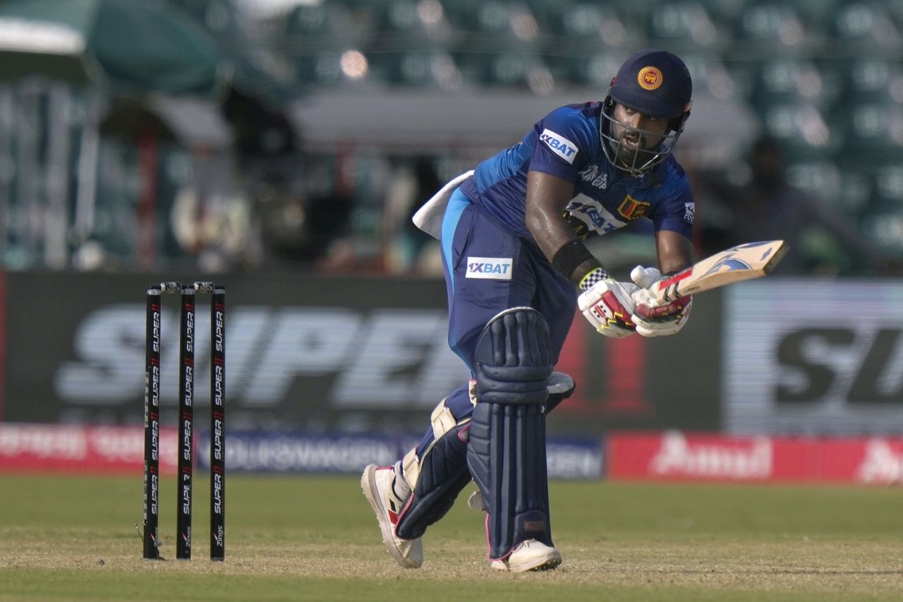 Charith Asalanka clips one away watchfully, Afghanistan vs Sri Lanka, Asia Cup, Lahore, September 5, 2023