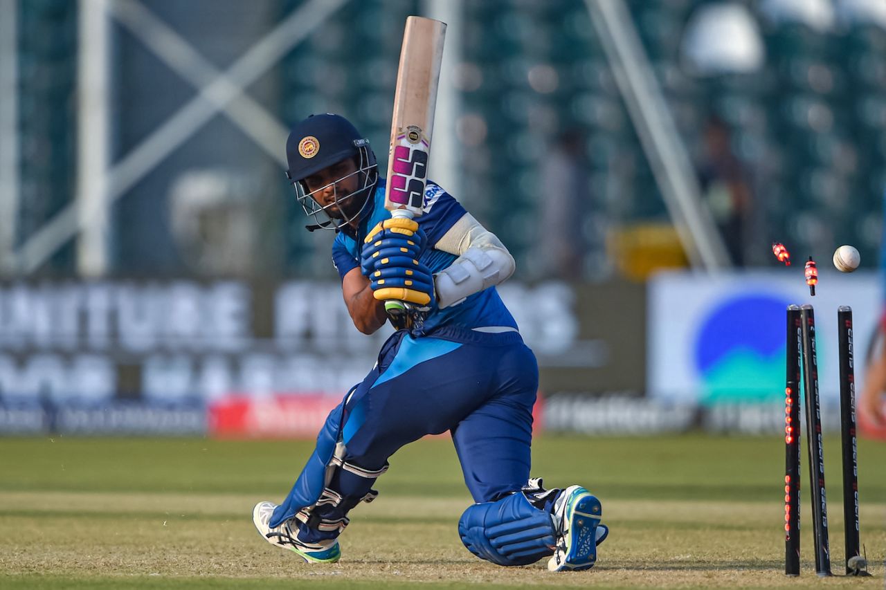 Dasun Shanaka couldn't connect with his sweep, Afghanistan vs Sri Lanka, Asia Cup, Lahore, September 5, 2023