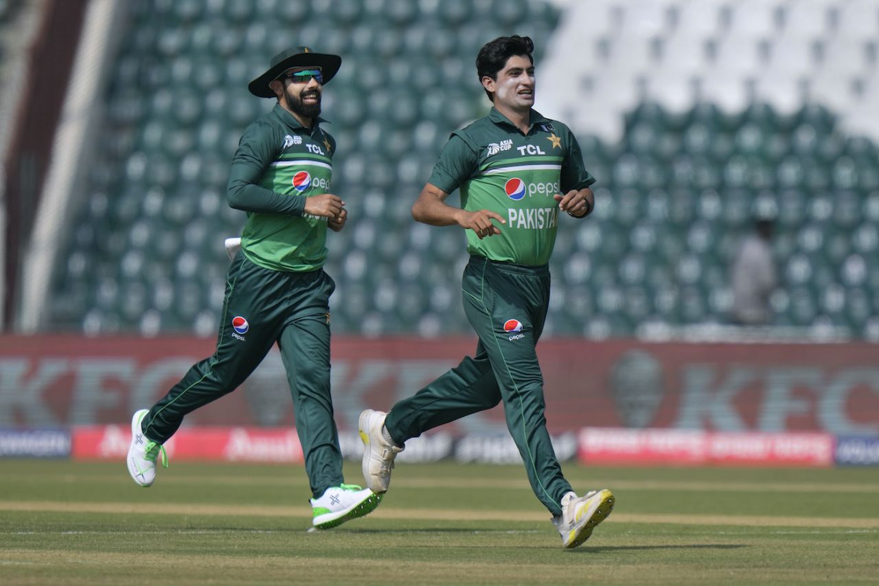 Shadab Khan and Naseem Shah synchronise their celebrations, Pakistan vs Bangladesh, Asia Cup, Super Fours, Lahore, September 6, 2023