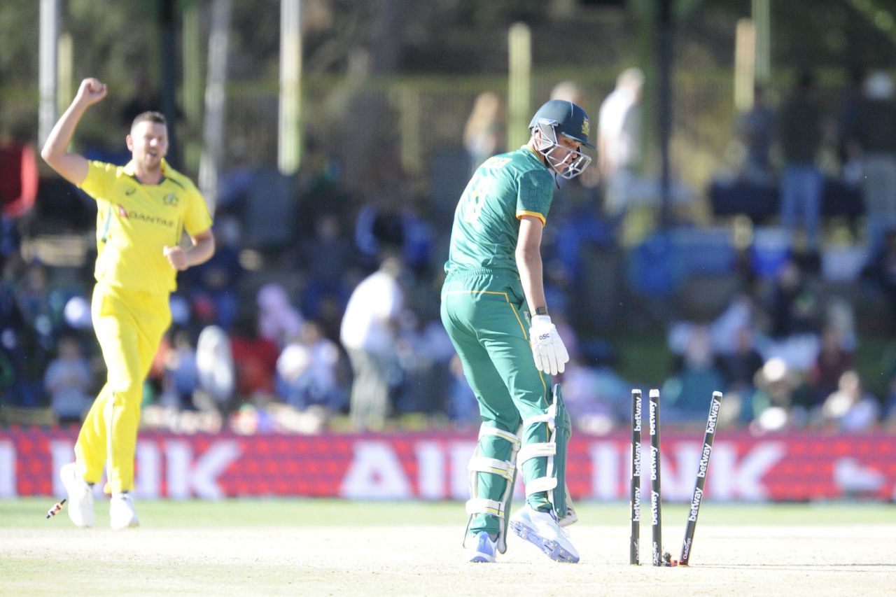 Marco Jansen was knocked over by Josh Hazlewood, South Africa vs Australia, 1st ODI, Bloemfontein, September 7, 2023