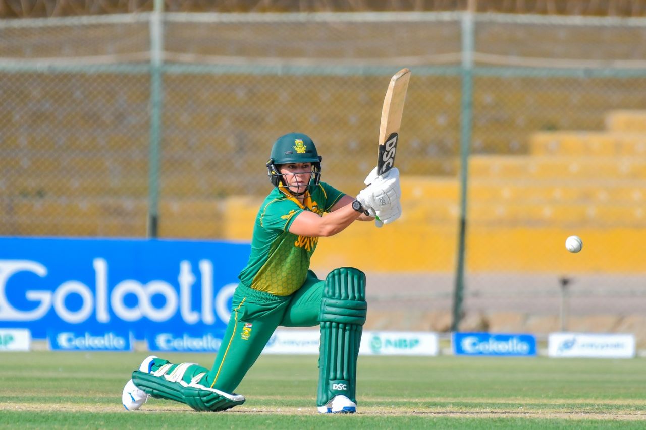 Marizanne Kapp drives on the off side, Pakistan vs South Africa, 1st Women's ODI, Karachi, September 8, 2023
