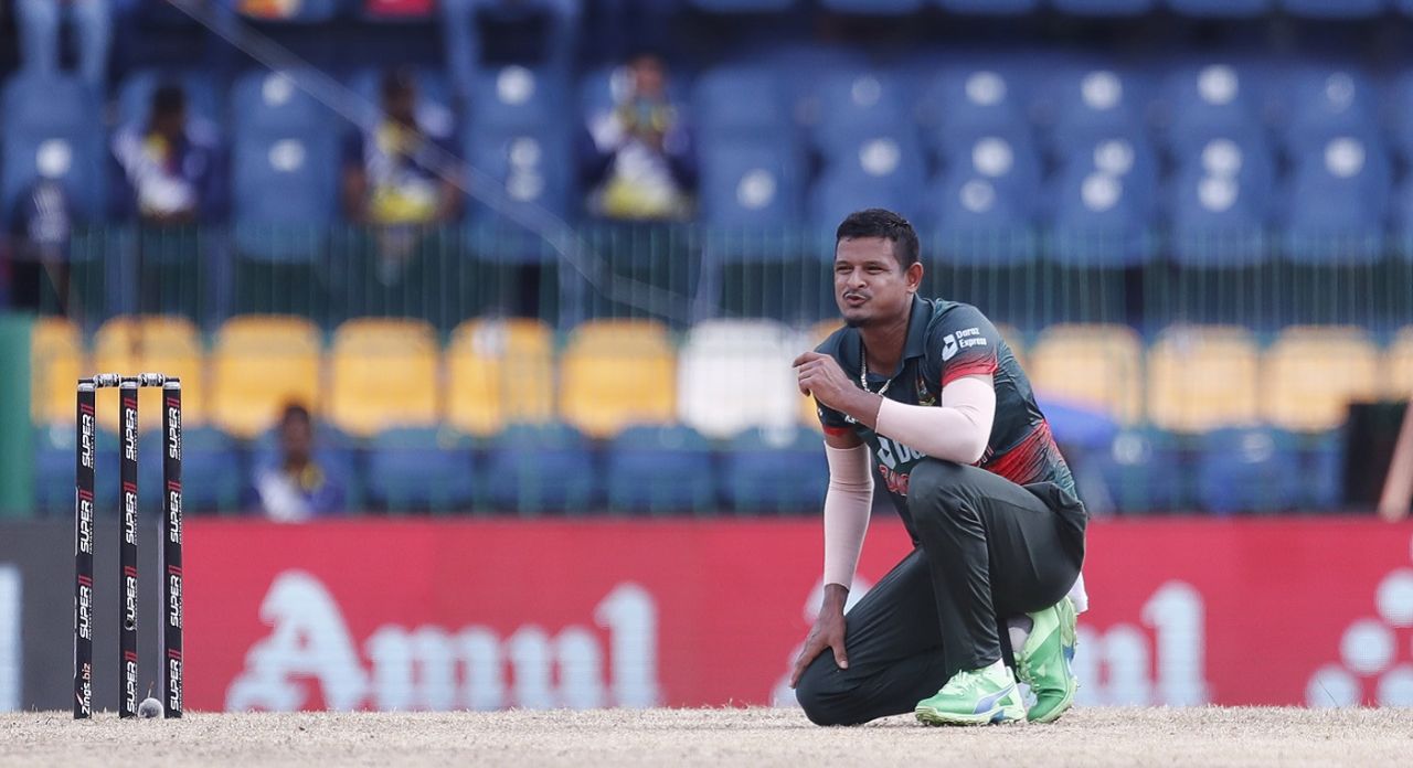 Nasum Ahmed reacts to a boundary, Sri Lanka vs Bangladesh, Asia Cup, Super Fours, Colombo, September 9, 2023