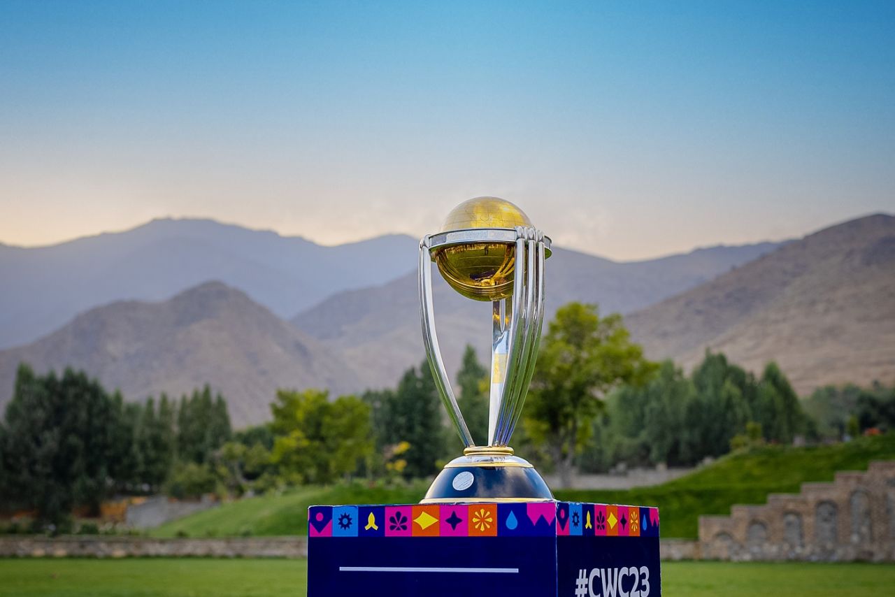 The World Cup trophy on display at the Balabagh palace in Afghanistan, Kabul, September 9, 2023