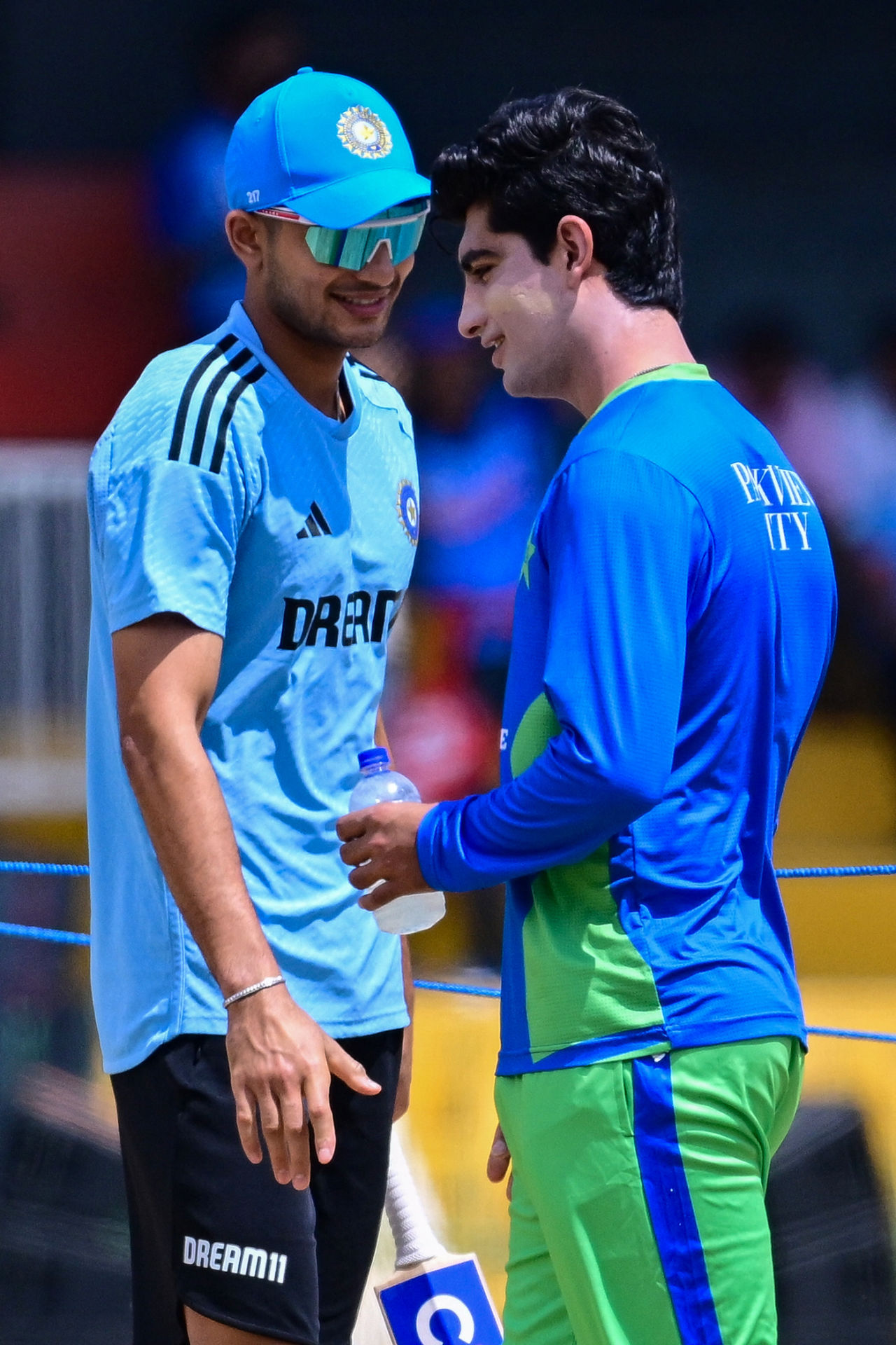 Exchanging pleasantries - Shubman Gill and Naseem Shah catch up, Pakistan vs India, Asia Cup Super Four, Colombo, September 10, 2023