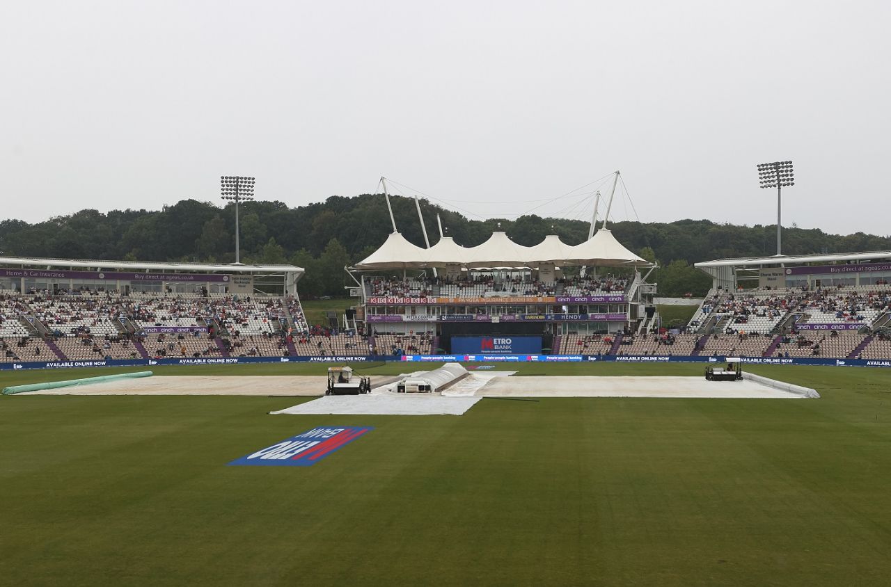 The Ageas Bowl is all covered up after steady rain, England vs New Zealand, 2nd ODI, Ageas Bowl, September 10, 2023