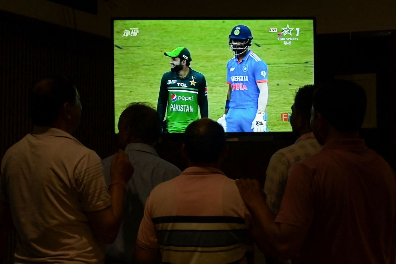 Viewers gather around a TV screen in Amritsar to catch the action, Pakistan vs India, Asia Cup Super Four, Colombo, September 10, 2023