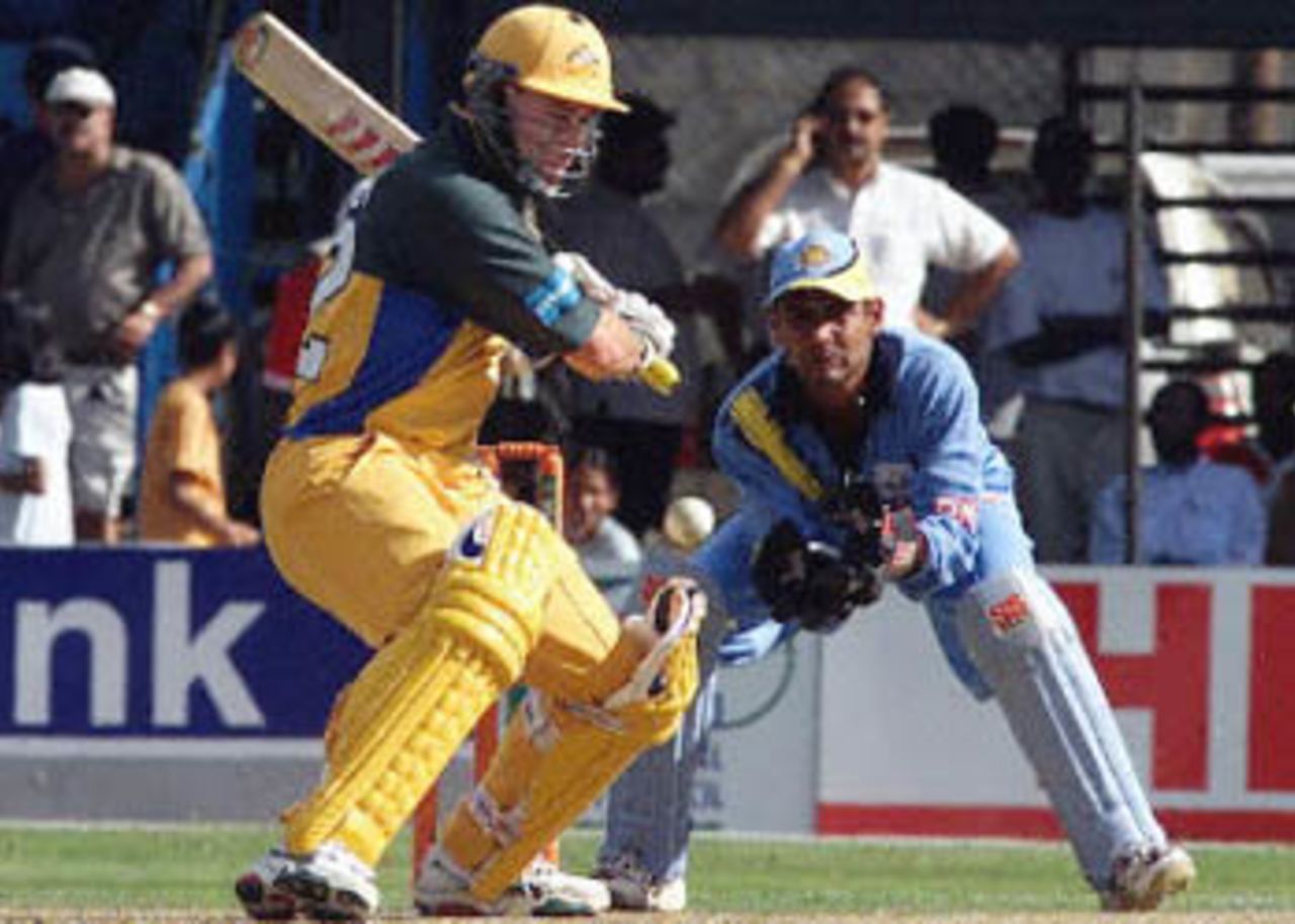 Michael Bevan a second before playing his favourite cut shot, ICC KnockOut, 2000/01, 1st Quarter Final, Australia v India, Gymkhana Club Ground, Nairobi, 07 October 2000.