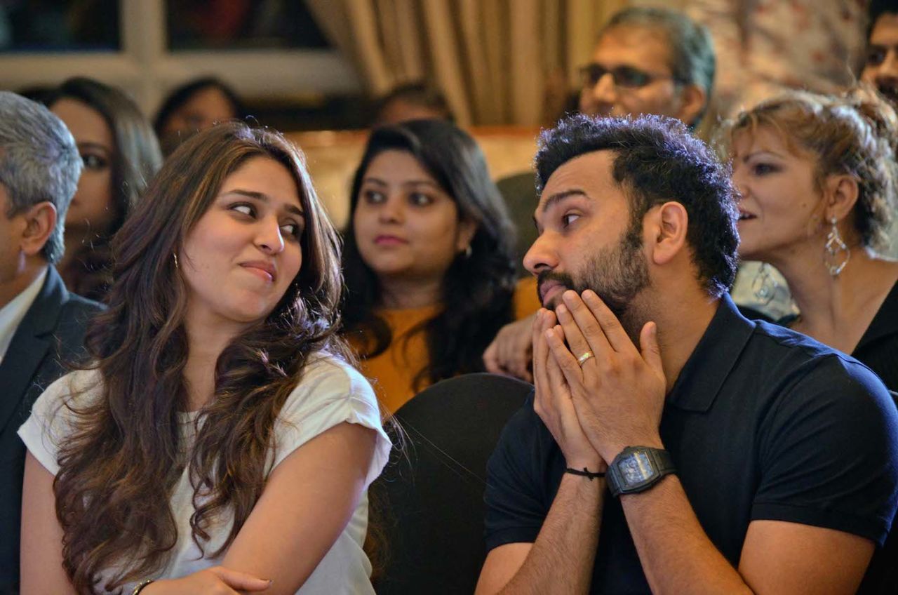 Rohit Sharma and wife Ritika Sajdeh attend the launch of Sourav Ganguly's memoirs, Mumbai, April 02, 2018
