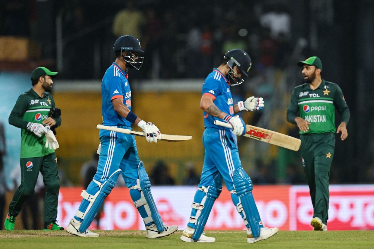 KL Rahul and Virat Kohli walk back after a job well done, Pakistan vs India, Asia Cup Super Four, Colombo, September 11, 2023