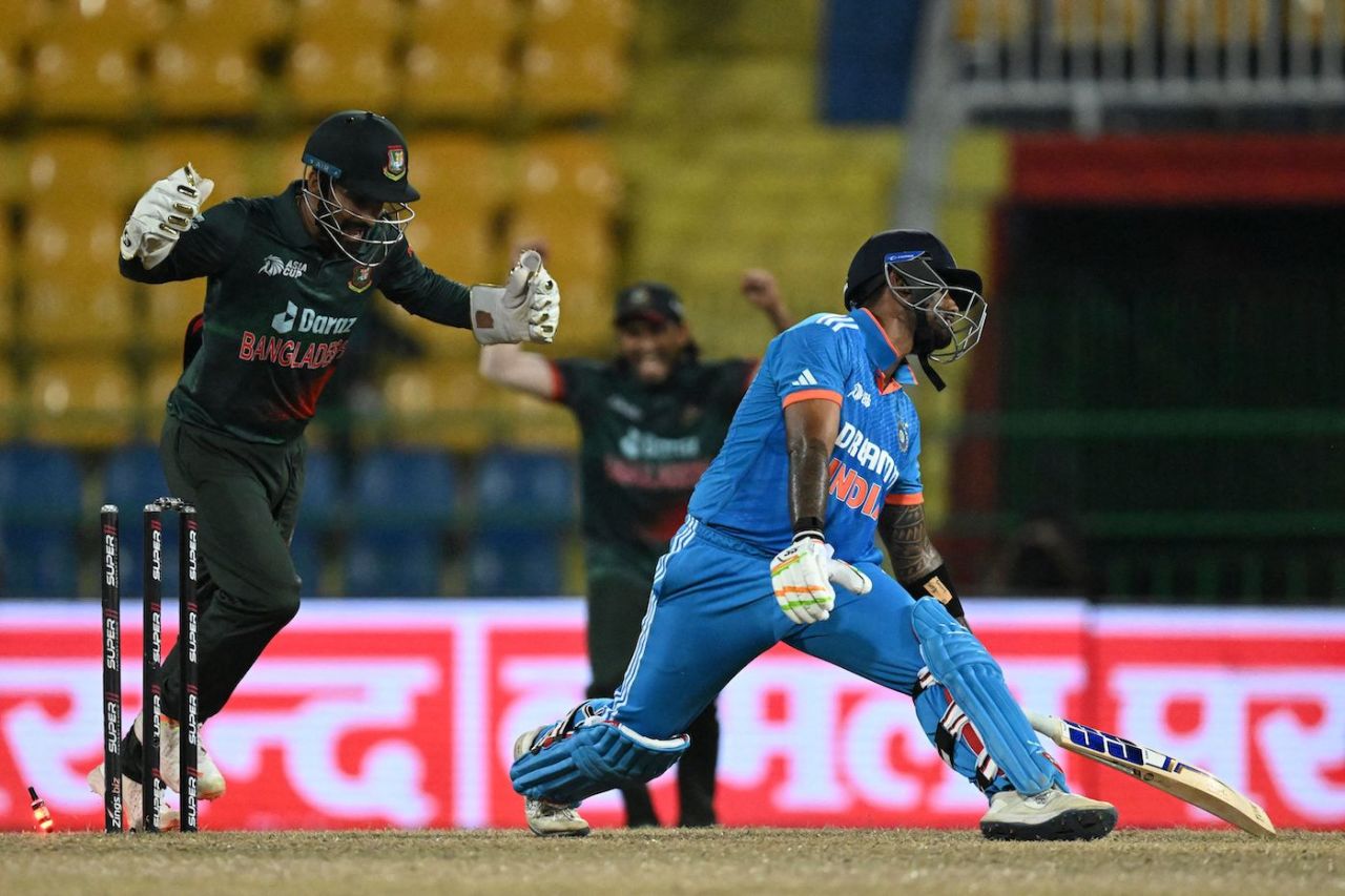 Suryakumar Yadav's latest attempt at cracking the ODI code didn't quite work out, Bangladesh vs India, Asia Cup Super Four, Colombo, September 15, 2023