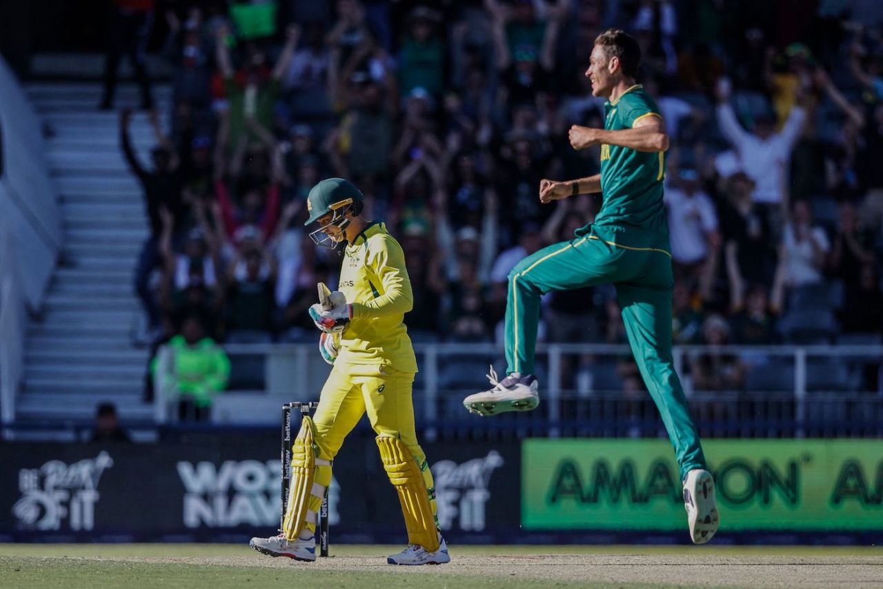 Marco Jansen's five-for came with the fall of Australia's fifth wicket, South Africa vs Australia, 5th ODI, Johannesburg, September 17, 2023