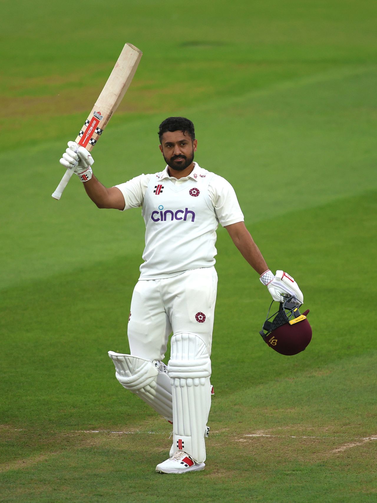 Karun Nair celebrates reaching his century, Surrey vs Northamptonshire, LV= Insurance County Championship Division 1, The Kia Oval, September 20, 2023