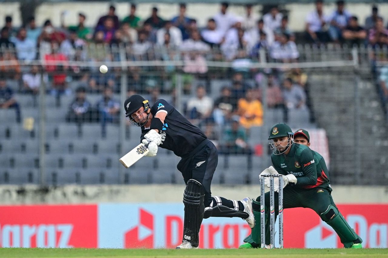 Will Young chips down the ground, Bangladesh vs New Zealand, 1st ODI, Mirpur, September 21, 2023