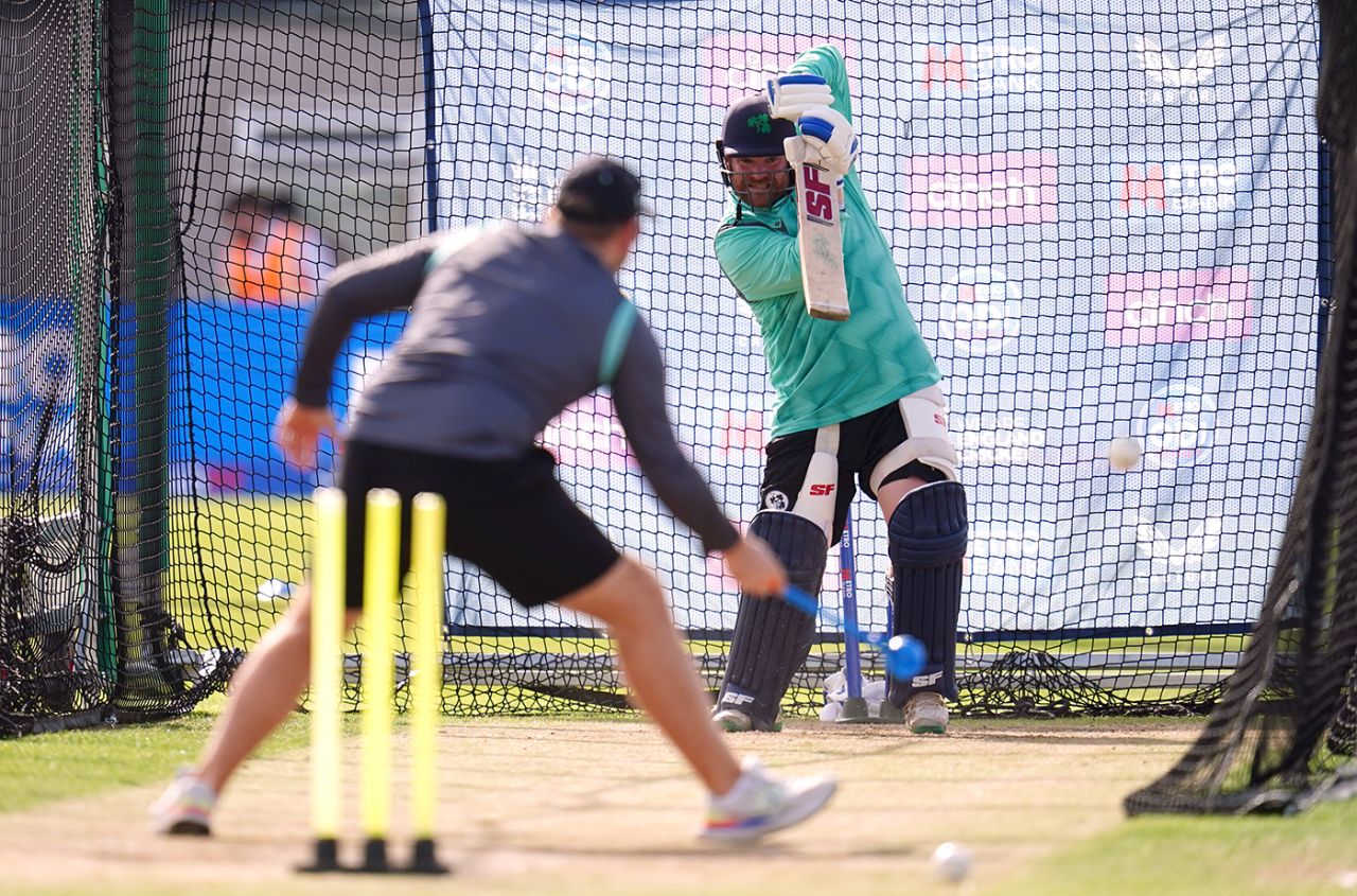 Paul Stirling bats in the Ireland nets, Bristol, September 25, 2023