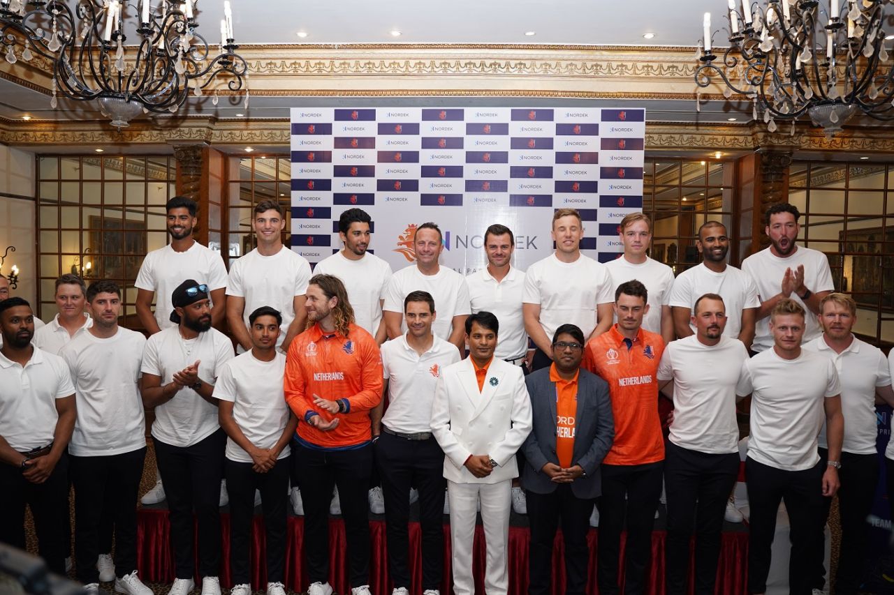 The Netherlands players and support staff were all smiles at a pre-World Cup event, Alur, September 26, 2023