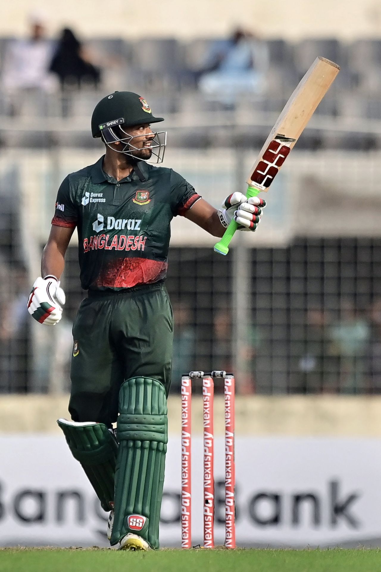 Najmul Hossain Shanto reached his fifty in the 20th over, Bangladesh vs New Zealand, 3rd ODI, Mirpur, September 26, 2023