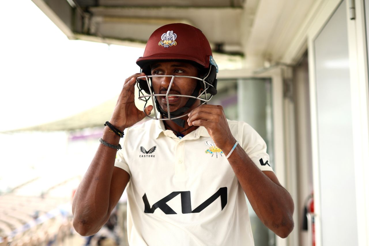 Sai Sudharsan prepares to bat on day two at the Ageas Bowl, Hampshire vs Surrey, County Championship, Division One, Ageas Bowl, September 27, 2023