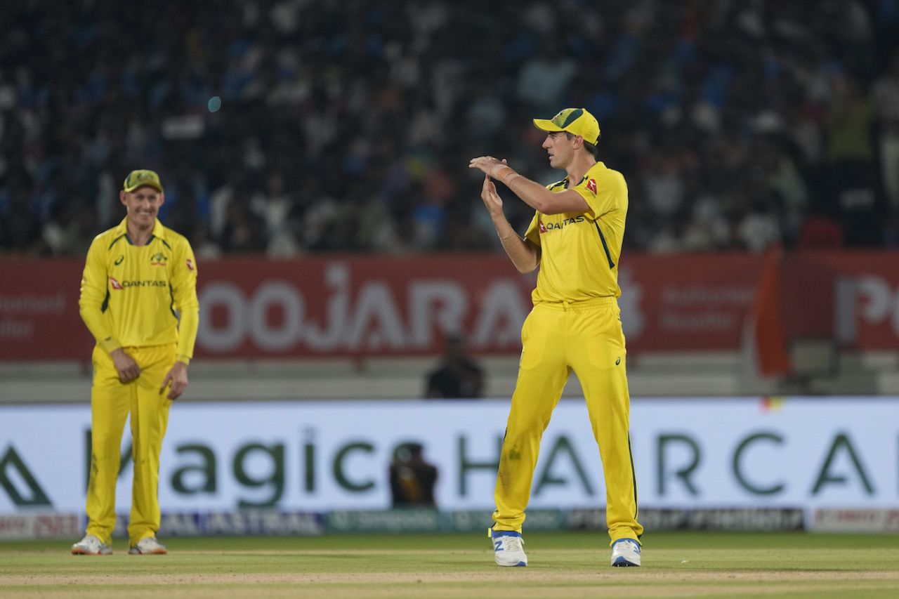 Pat Cummins reviews, to the delight of Marnus Labuschagne, India vs Australia, 3rd ODI, Rajkot, September 27, 2023