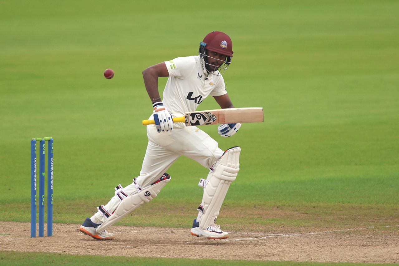 Sai Sudharsan sweeps, Hampshire vs Surrey, County Championship, Division One, Southampton, September 28, 2023