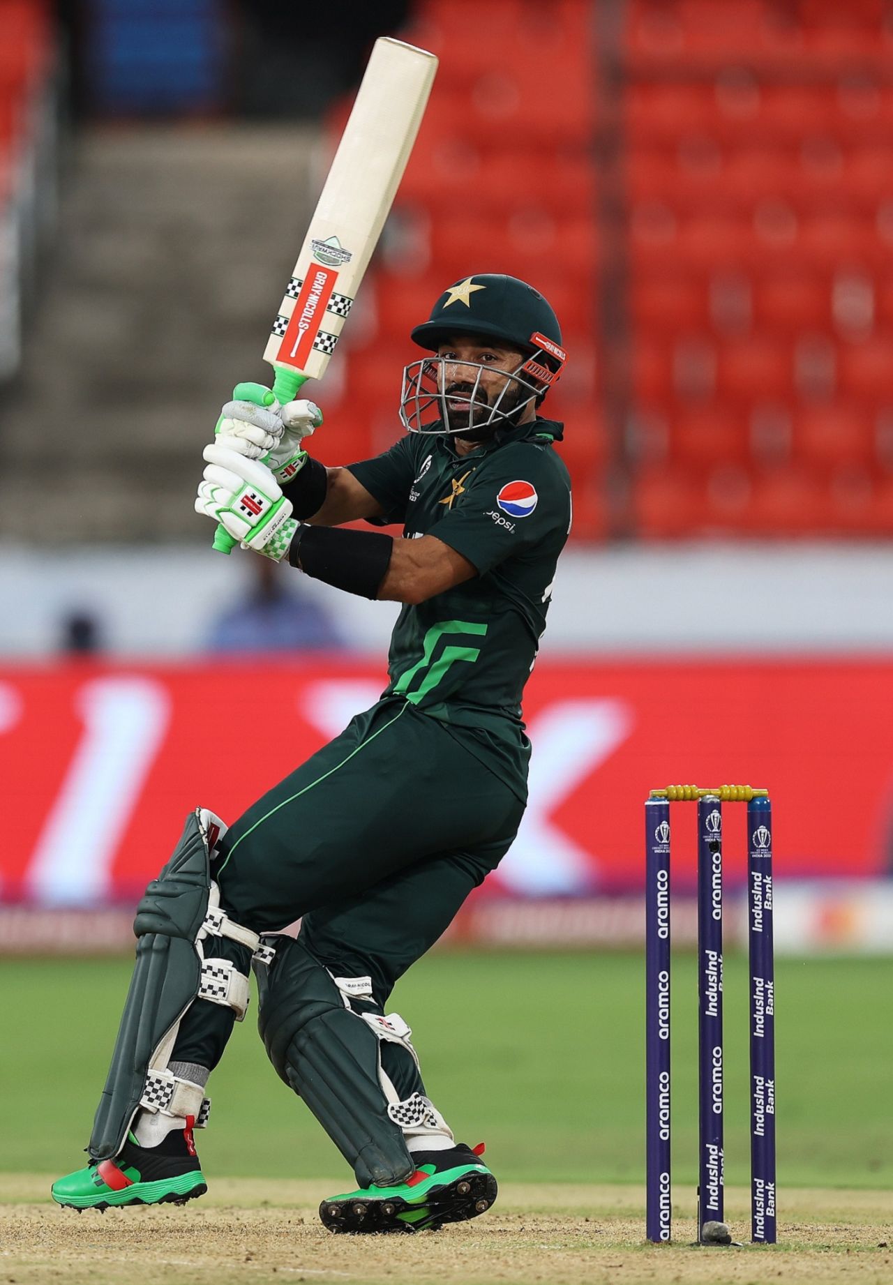 Mohammad Rizwan swivels into a pull, Pakistan vs New Zealand, World Cup 2023, warm-ups, Hyderabad, September 29, 2023