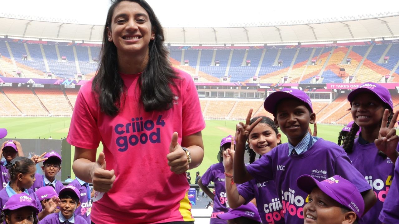 Smriti Mandhana at an event in Ahmedabad ahead of the men's World Cup, Ahmedabad, September 28, 2023