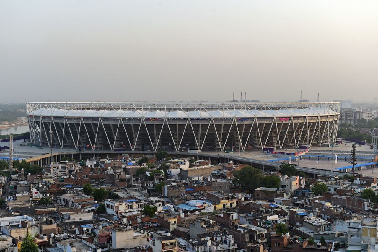 An aerial view of the Narendra Modi Stadium, October 2, 2023