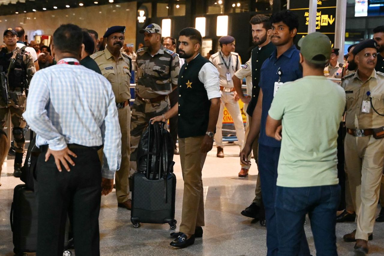 Babar Azam and Shaheen Afridi on arrival in India for the World Cup, Hyderabad airport, September 27, 2023