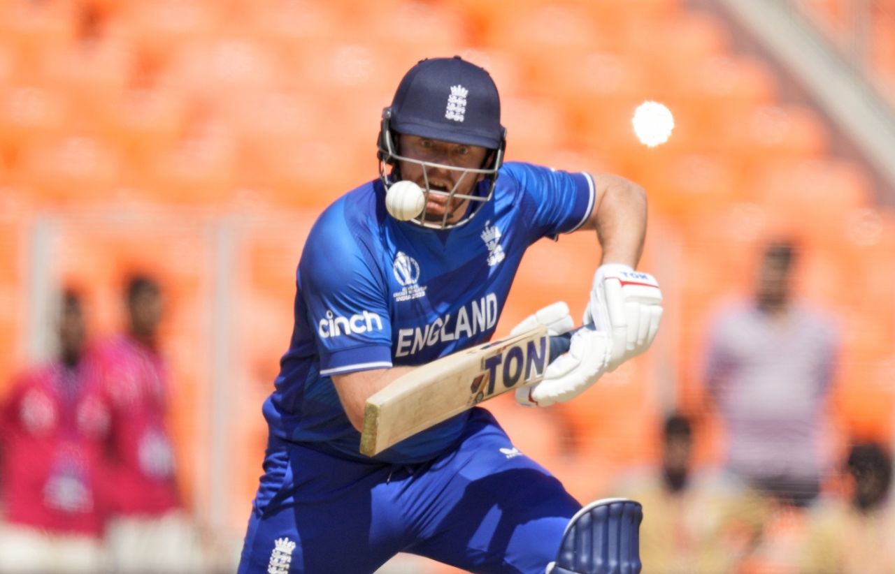Jonny Bairstow started the World Cup off with two boundaries in the first over, England vs New Zealand, World Cup 2023, Ahmedabad, October 5, 2023