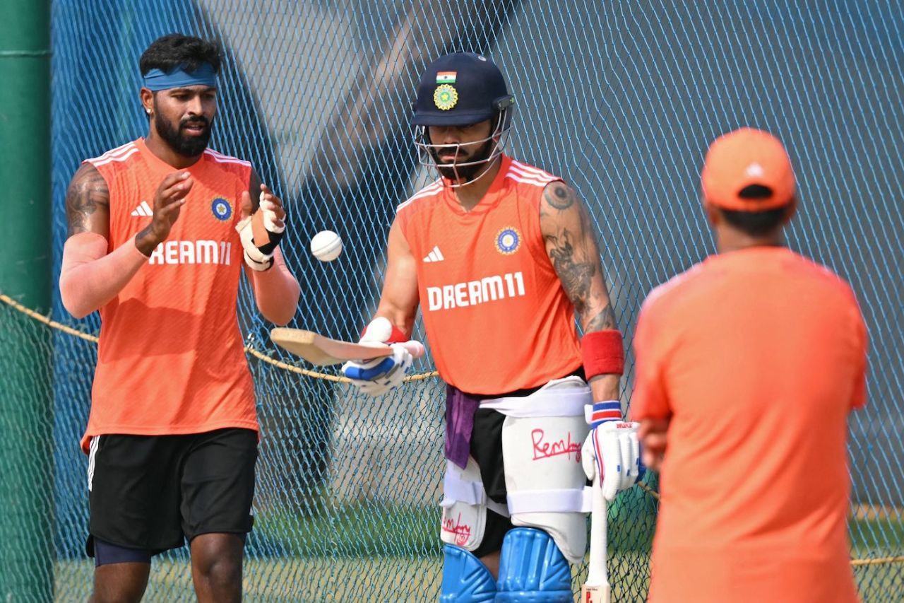 Hardik Pandya and Virat Kohli get together in a nets session, World Cup 2023, Chennai, October 5, 2023