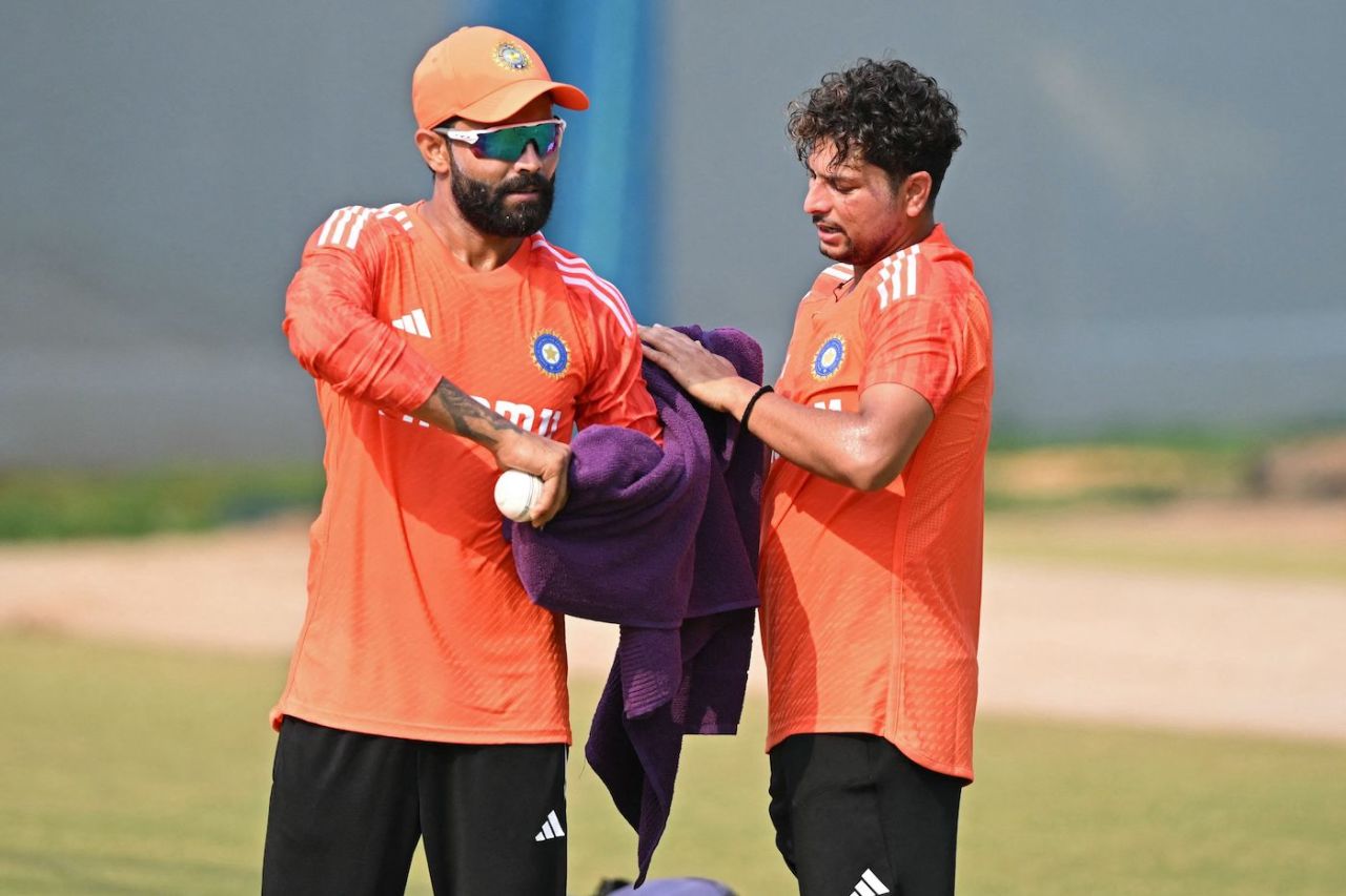 India's spin twins: Ravindra Jadeja and Kuldeep Yadav sweat it out, World Cup 2023, Chennai, October 5, 2023