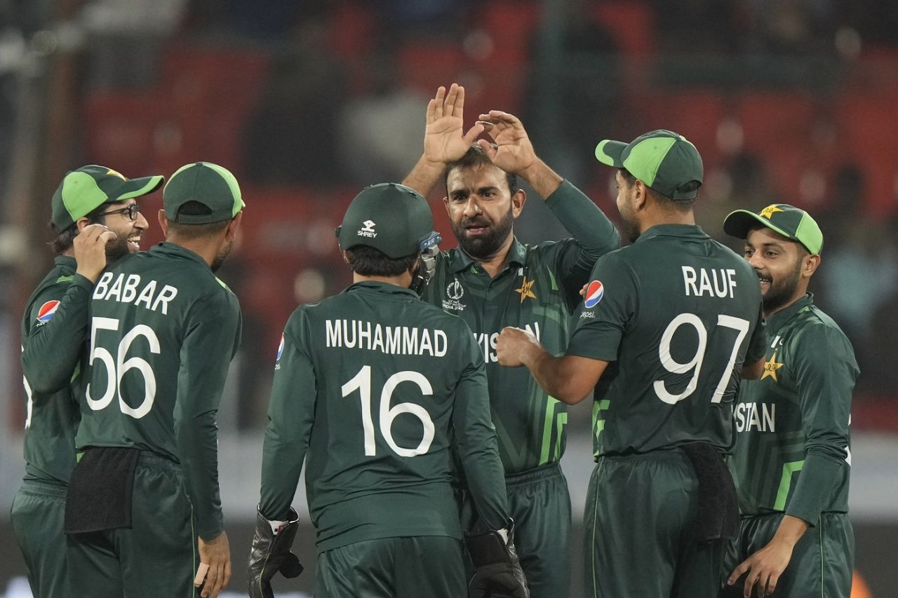Iftikhar Ahmed struck on his first ball to dismiss Colin Ackermann, Netherlands vs Pakistan, World Cup, Hyderabad, October 6, 2023