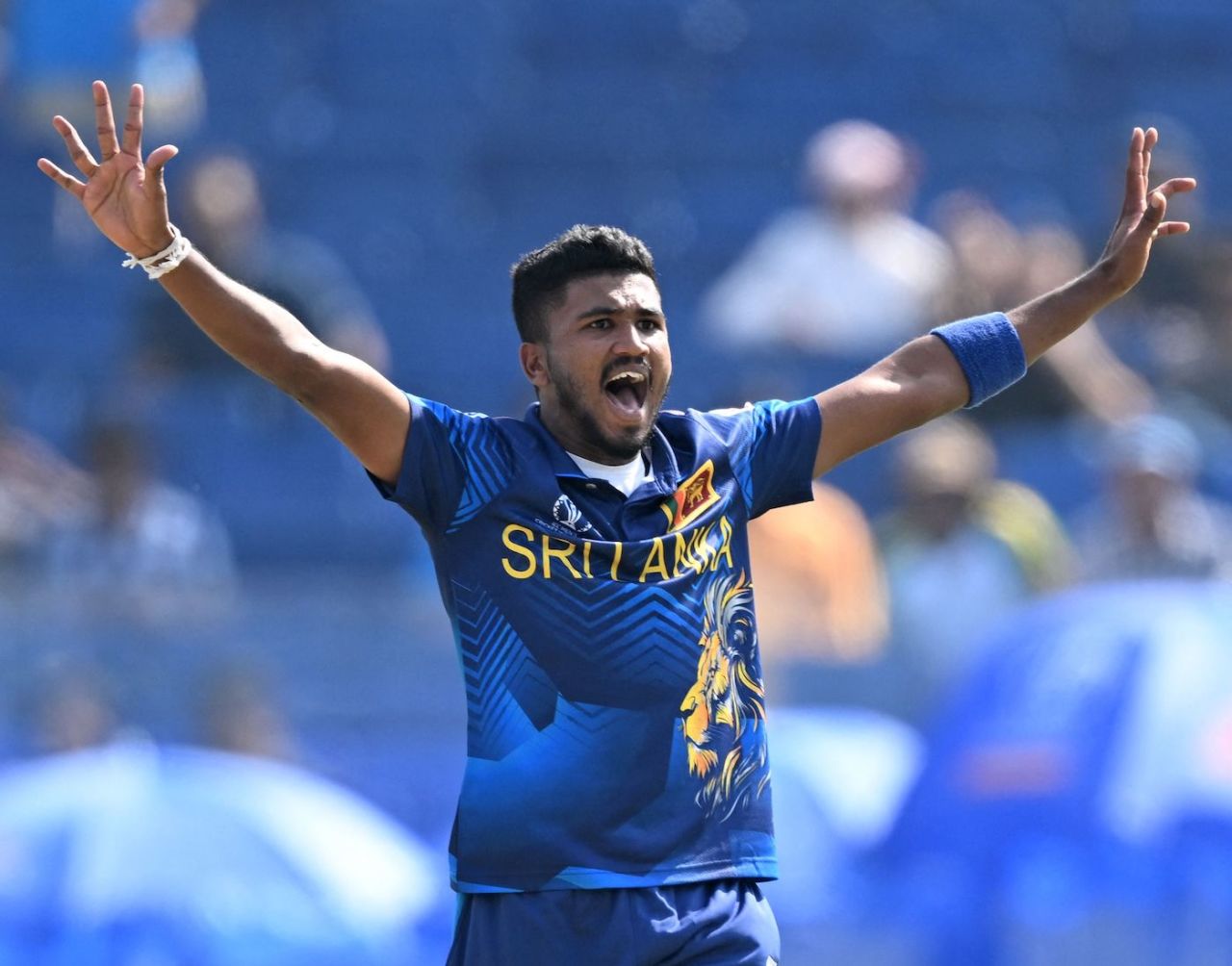 Dilshan Madushanka appeals for lbw against Temba Bavuma, South Africa vs Sri Lanka, World Cup, Delhi, October 7, 2023