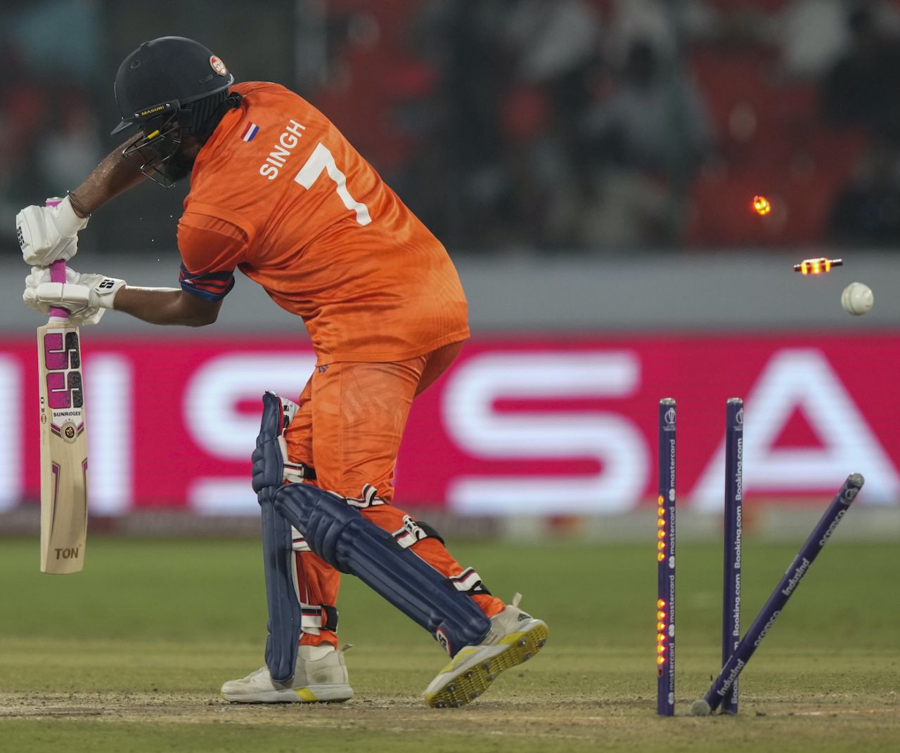 Vikramjit Singh's stumps were obliterated by Matt Henry, Netherlands vs New Zealand, ICC ODI World Cup, Hyderabad, October 9, 2023
