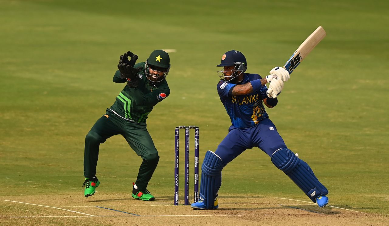 Kusal Mendis cuts off the back foot, Pakistan vs Sri Lanka, World Cup, Hyderabad, October 10, 2023