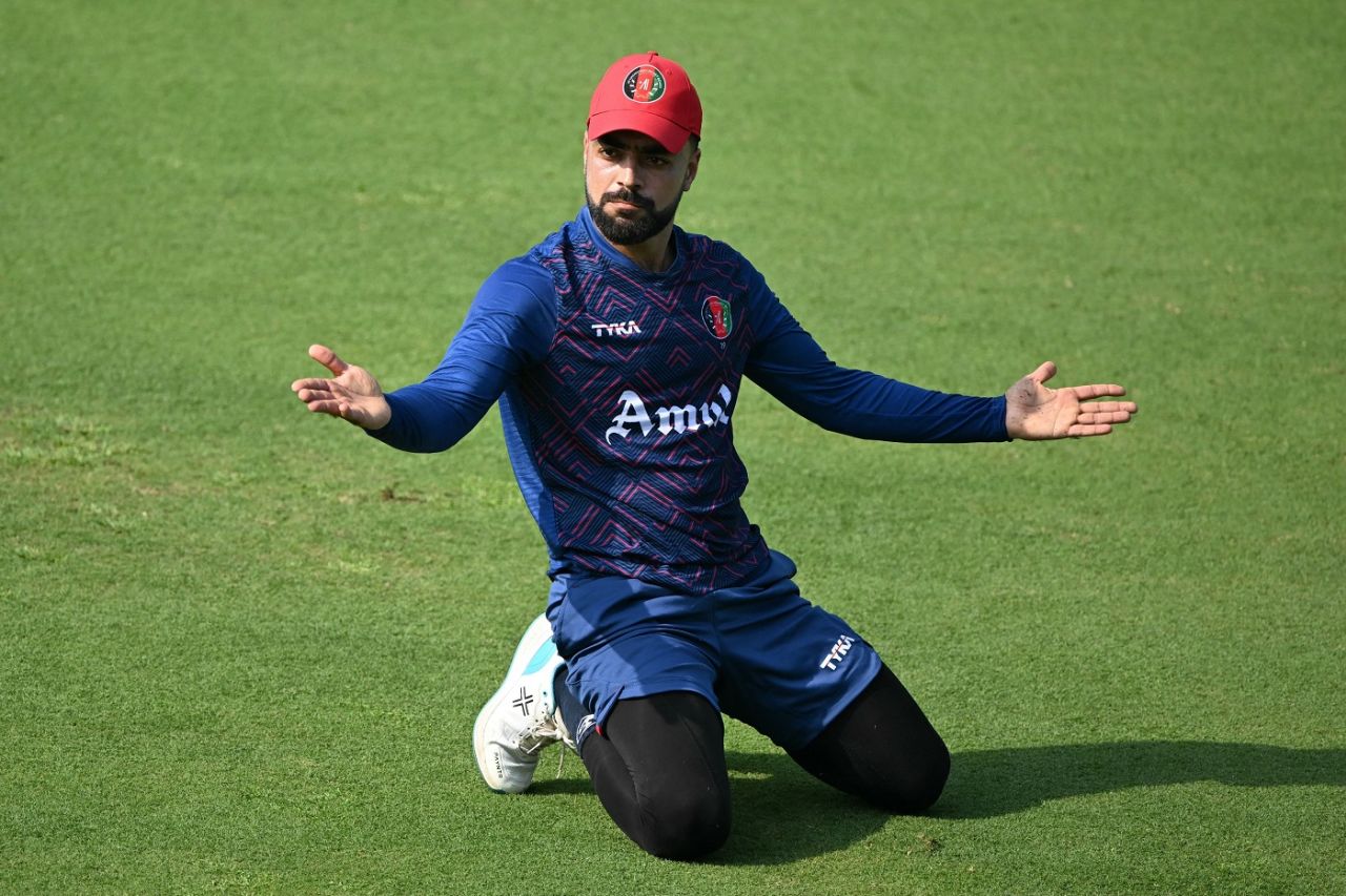 Rashid Khan gestures during training, Afghanistan vs India, ICC Men's World Cup 2023, Delhi, October 10, 2023