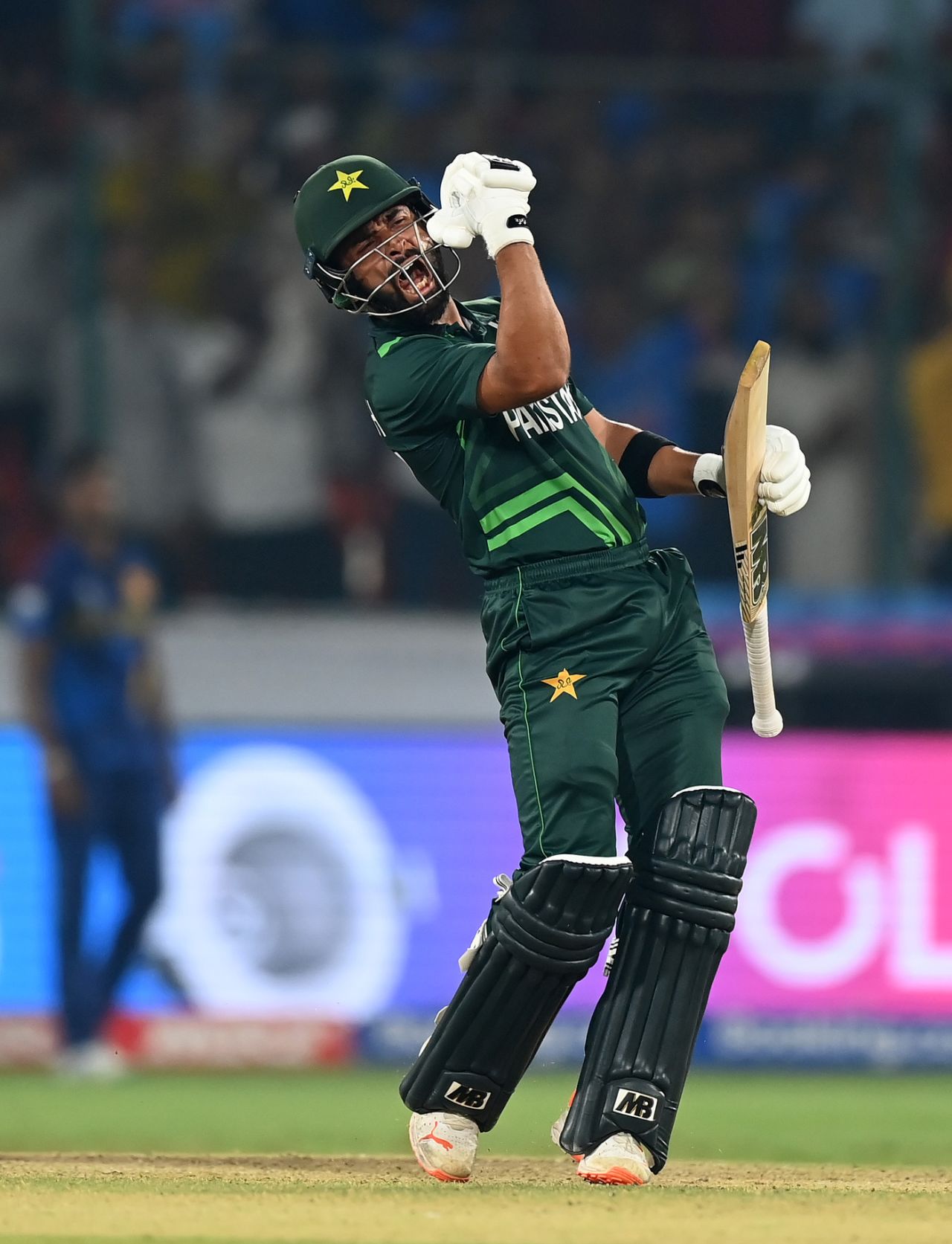 Abdullah Shafique roars on getting to a hundred off 97 balls, Pakistan vs Sri Lanka, World Cup, Hyderabad, October 10, 2023