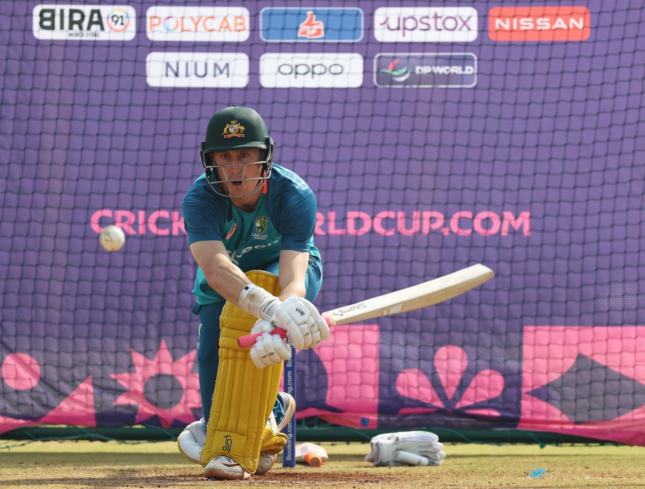 Marnus Labuschagne practises his reverse sweep ahead of the South Africa clash, Australia vs South Africa, ODI World Cup, Lucknow, October 11, 2023
