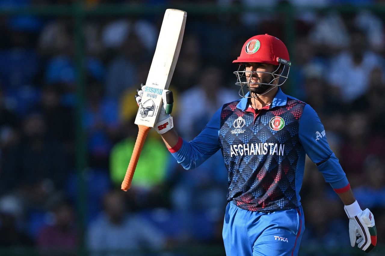 Azmatullah Omarzai brought up a 62-ball fifty, India vs Afghanistan, ODI World Cup, Delhi, October 11, 2023