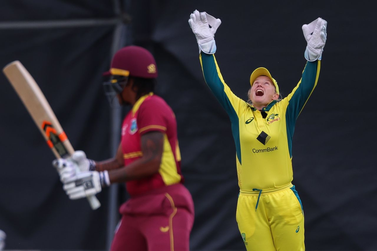Alyssa Healy celebrates the dismissal of Chinelle Henry, Australia vs West Indies, 2nd ODI, Junction Oval, October 12, 2023
