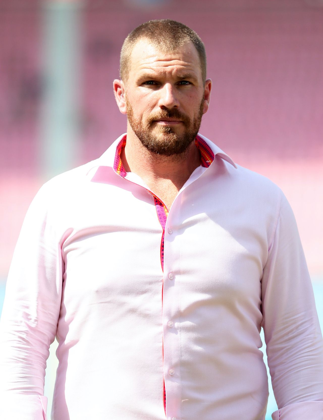 Aaron Finch in broadcaster mode, Australia vs South Africa, Men's ODI World Cup 2023, Lucknow, October 12, 2023