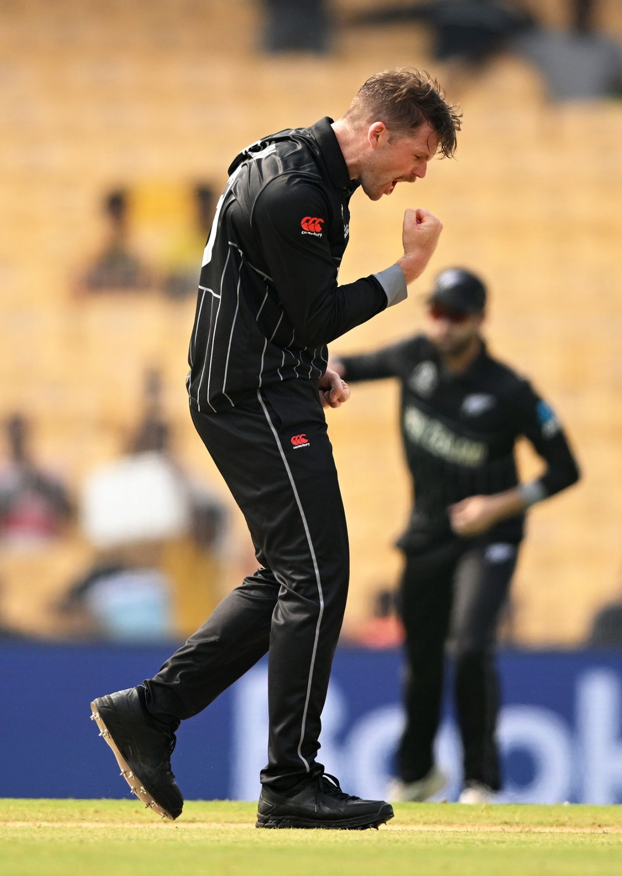 Lockie Ferguson exults after removing Tanzid Hasan cheaply, Bangladesh vs New Zealand, ODI World Cup, Chennai, October 13, 2023