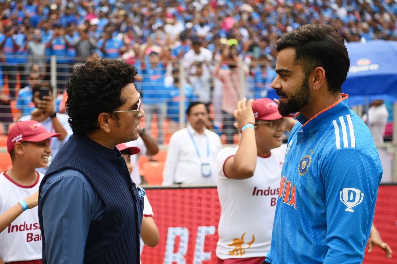 Sachin Tendulkar and Virat Kohli catch up in Ahmedabad, India vs Pakistan, Men's World Cup 2023, Ahmedabad, October 14, 2023