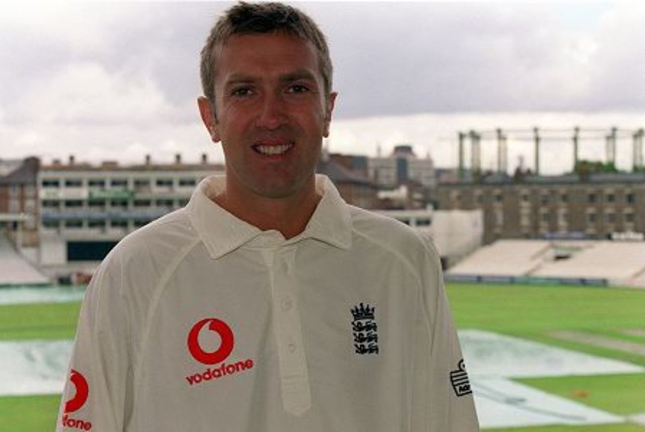28 Aug 2000: Ian Salisbury of Surrey wears his new England shirt to mark his recall to the England Test Squad for the winter tour of Pakistan and India at The Oval in London.