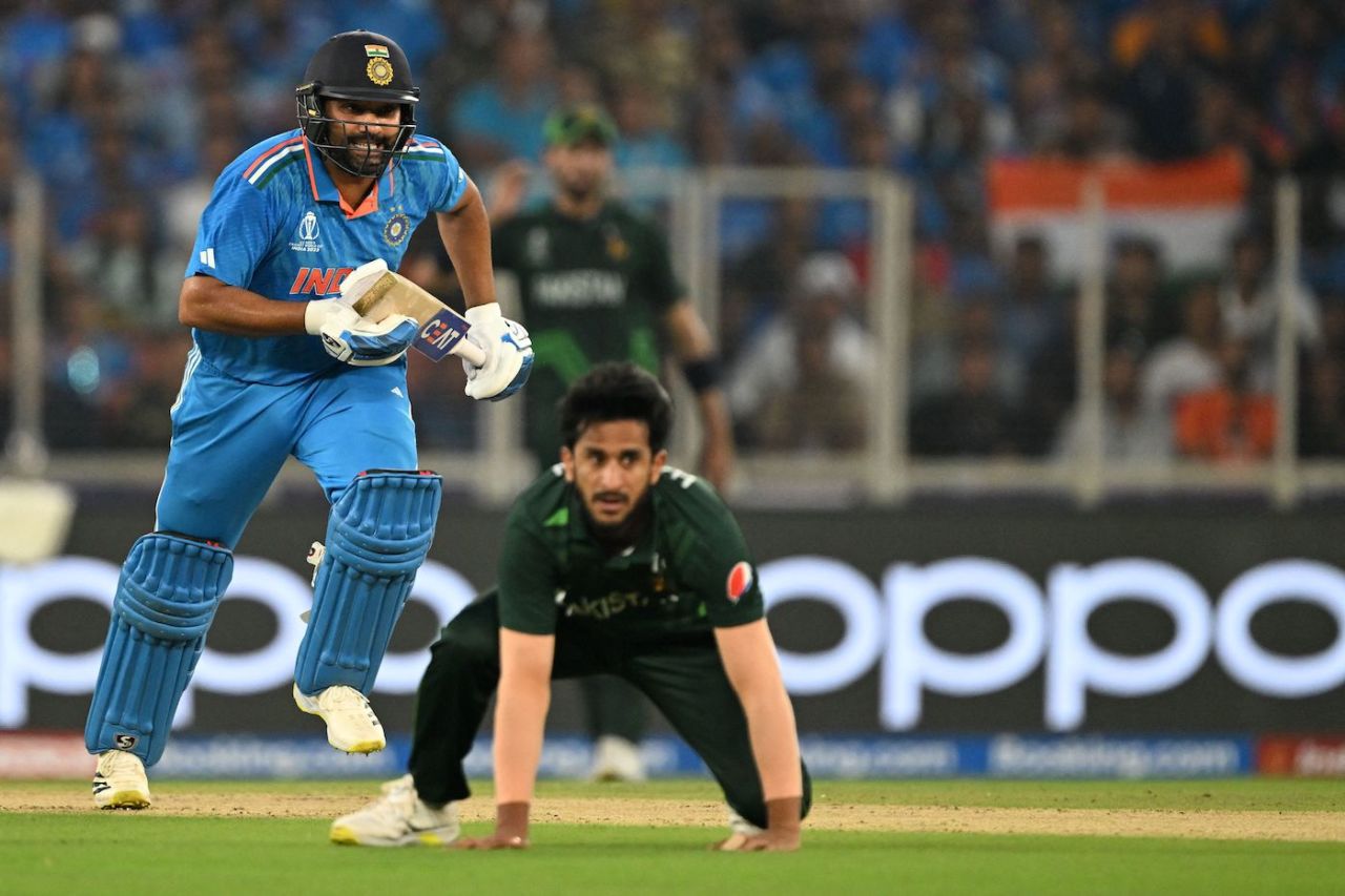 Rohit Sharma scored off Hasan Ali with ease early on, India vs Pakistan, Men's World Cup 2023, Ahmedabad, October 14, 2023